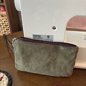 Handmade Olive Green corduroy zipper pouch